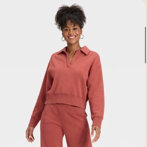 Rust Fleece Polo Sweatshirt - Universal Thread - NWT szM